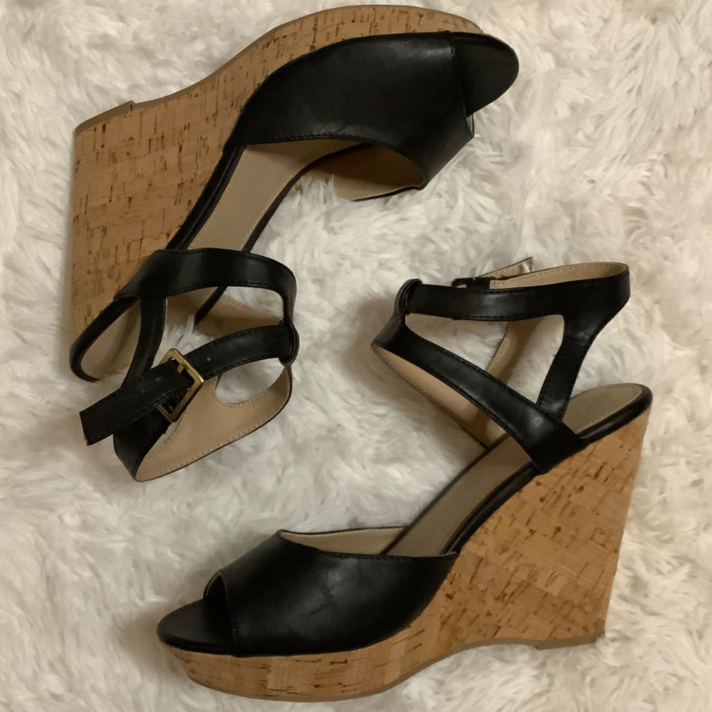 Nwob Cato Colorblock Cork Wedges - Black Size 10